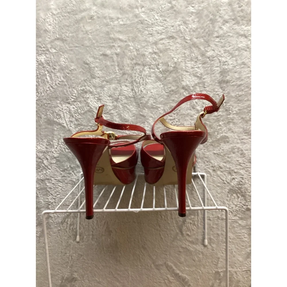 Michael Kors Red Patent Leather Platform High Heel Sandals Women's Size 9‎